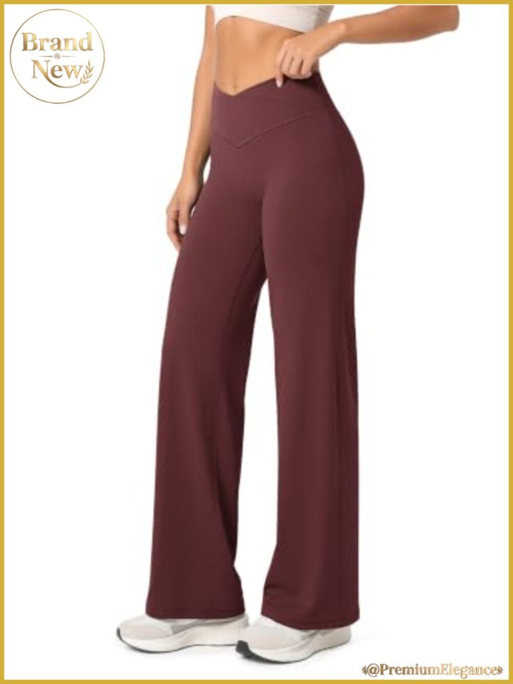 Buttery Soft Crossover Straight Leg Yoga Pants High Rise No Front Seam